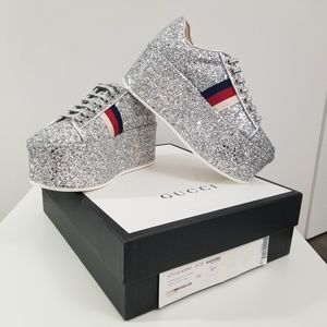 Gucci Peggy Glitter Low-top Sneaker Platform 38.5